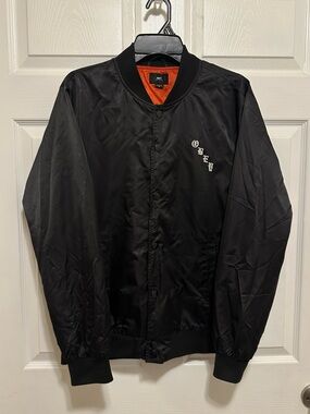 Obey Black Bomber Jacket with Orange Interior
